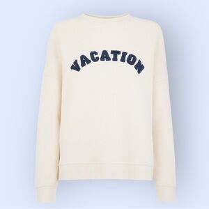 NWT Whistles Women’s Off-White Crewneck Sweatshirt Vacation Resort Casual